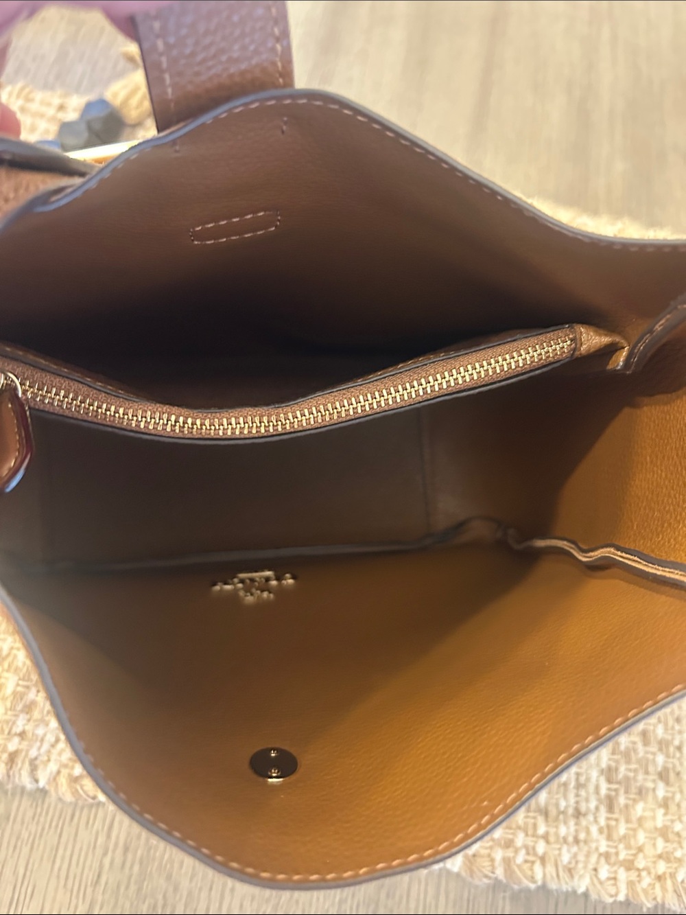 Coach Brown Suede Shoulder Bag with Gold Logo - Picture 7 of 7
